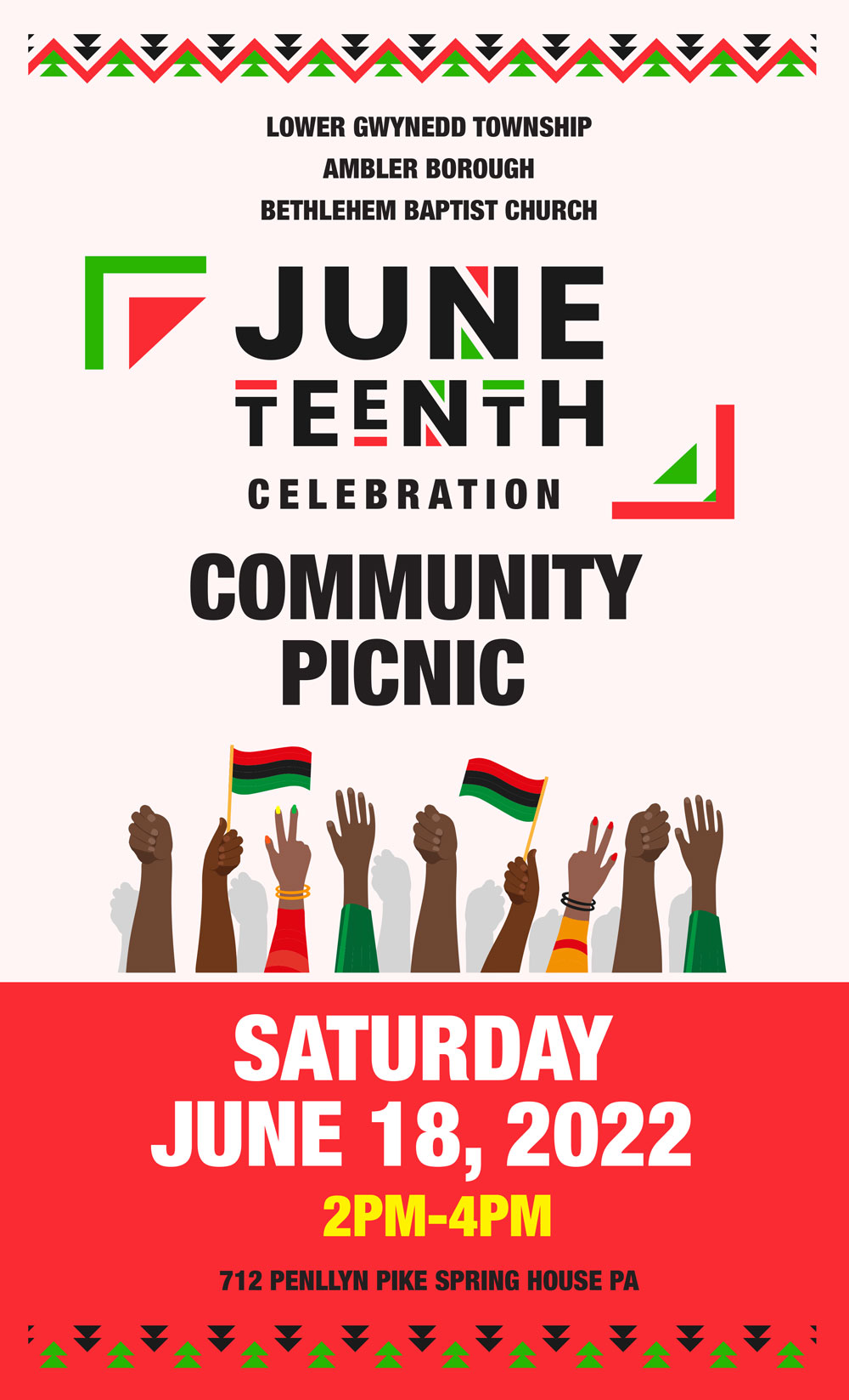 Juneteenth Celebration Community Picnic, Saturday, June 18, 2022, 2-4 PM