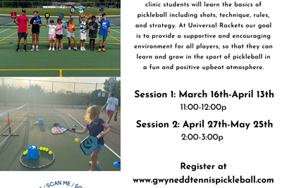 Spring Tennis and Pickleball Clinics